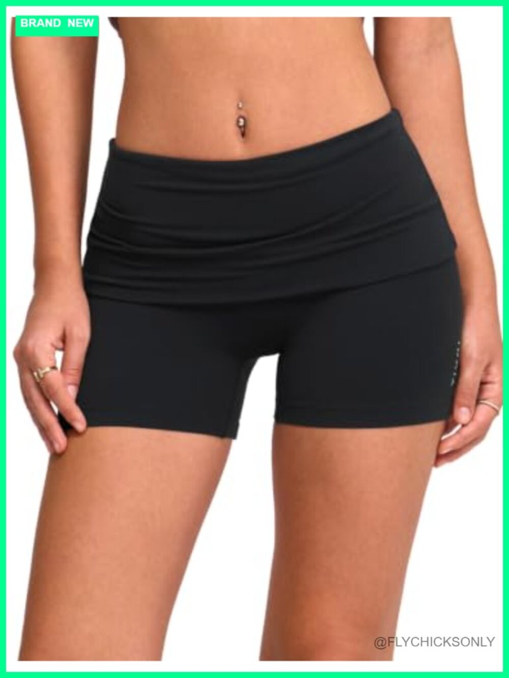 No Front Seam Scrunch Fold Over Biker Shorts 4 Inch Inseam Yoga
